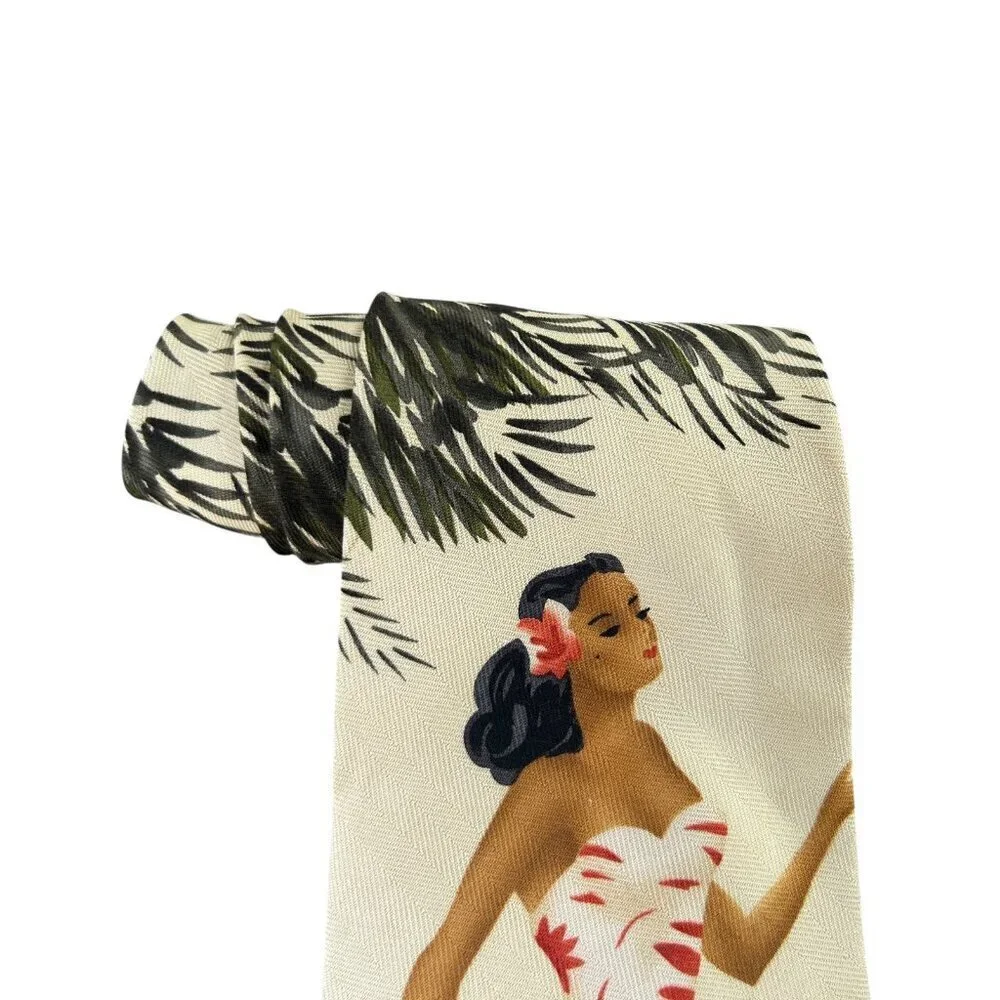 Tommy Bahama 100% Silk Hawaiian Hula Dancer Wide Tie NWT